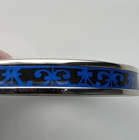 ** Authentic ** Hermes Bangle Bracelet Blue Black Enamel - Picture 3 of 8